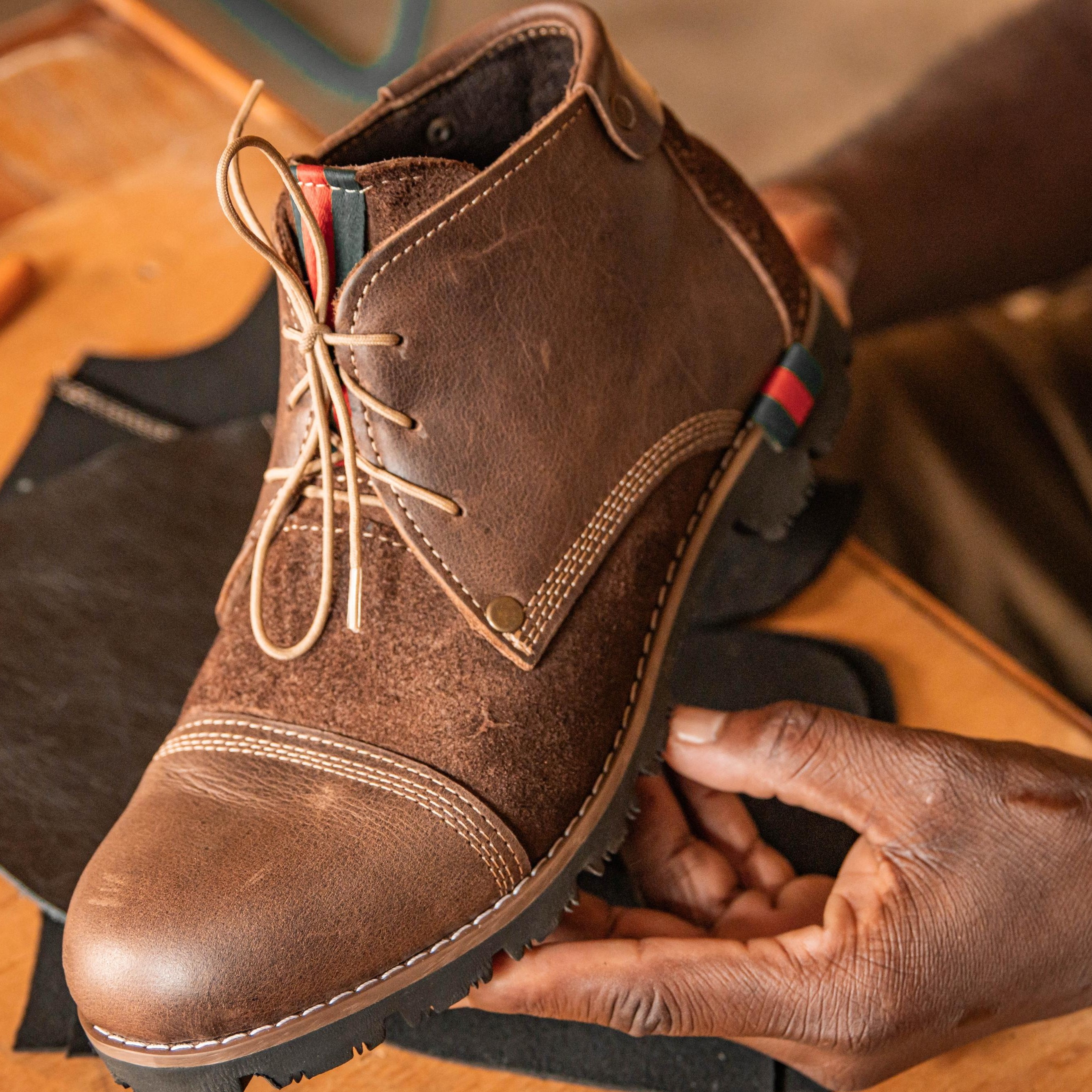 Brown leather boot